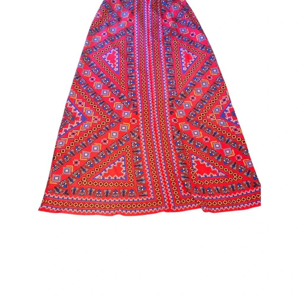 Flying Tomato Halter Boho Maxi Dress Women Small Red Geometric Tribal Print - Picture 4 of 9